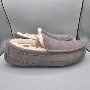 NEW UGG Ascot 1101110 Charcoal Gray Suede Wool Slippers Loafers MensSize: 8